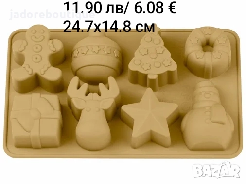 Силиконов молд Коледни фигурки различни видове за бонбони, свещи, гипсови отливки и други, снимка 10 - Форми - 46950732