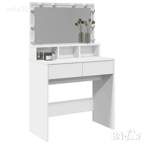 vidaXL Тоалетка с LED, бяла, 80x41x134,5 см, снимка 4 - Тоалетки - 56148128