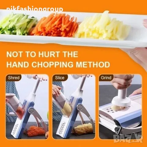 Мултифункционален чопър Spring Slicer за рязане на плодове и зеленчуци с контейнерче , снимка 2 - Чопъри и пасатори - 56061842