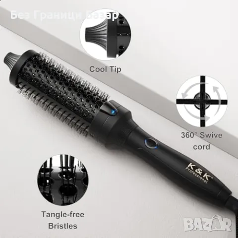 Нова Йонна нагряваща четка K&K – турмалин, керамика, 2 в 1 стайлер коса, снимка 5 - Други - 49693222