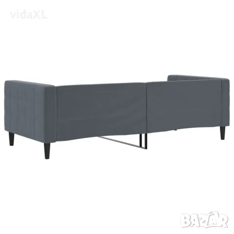 vidaXL Кушетка, тъмносиво, 90x200 см, кадифе, снимка 5 - Спални и легла - 56147269