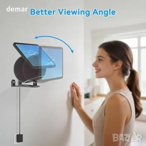 Алуминиева стенна стойка с регулируем наклон и въртене за Amazon Echo Show 8/11 (управление на, снимка 7 - Друга електроника - 55829675