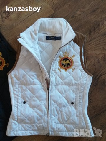 Polo Ralph Lauren Equestrian Vest Suede Trim White Quilted Full Zip - страхотен дамски елек , снимка 5 - Елеци - 42925510