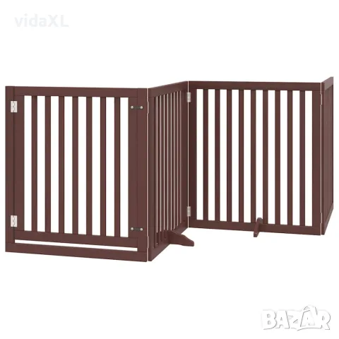 vidaXL Сгъваема преграда за куче с врата 10 панела кафяв 800 см топола, снимка 3 - За кучета - 56146642