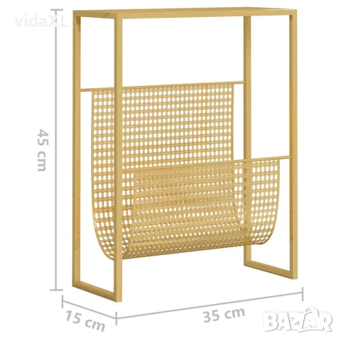 vidaXL Поставка за списания, златиста, 35x15x45 см, стомана, снимка 7 - Органайзери за бюро - 56146994