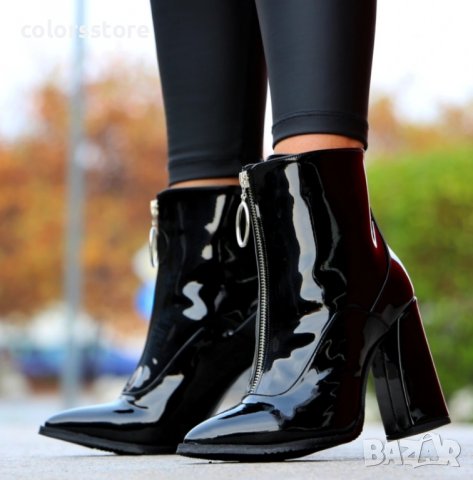 Боти на ток - черен лак - 125-30