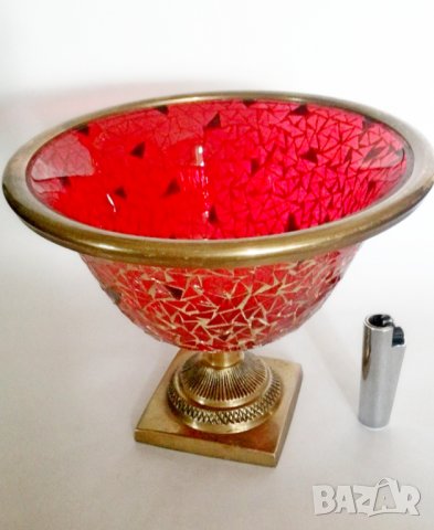 Белгийска стъклена купа фруктиера, снимка 2 - Други ценни предмети - 37381355