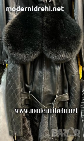 Дамско кожено яке естествена агнешка кожа и лисица код 111, снимка 1 - Якета - 39388318