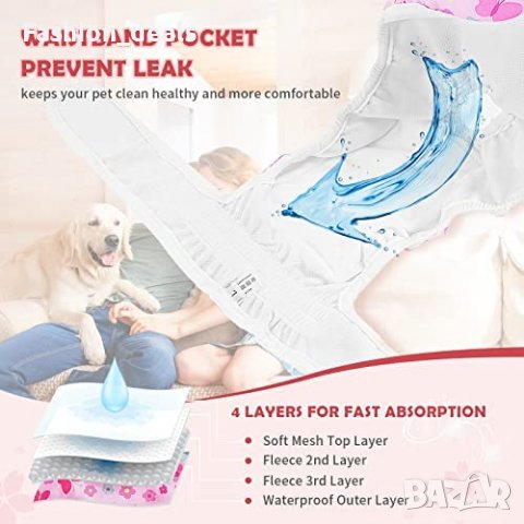 Нови хигиенни бикини за домашни любимци куче 3 броя пелени за многократна употреба, снимка 4 - За кучета - 40188972