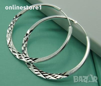 Сребърни Обеци Халки Саманта - 925 печат сребро BH342, снимка 2 - Обеци - 32174003