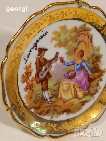 декоративна порцеланова чиния Limoges Ромео и Жулиета с позлата , снимка 4 - Декорация за дома - 42899854
