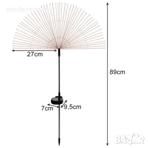 Соларна градинска лампа глухарче - комплект от 2 бр., снимка 4 - Соларни лампи - 49932453