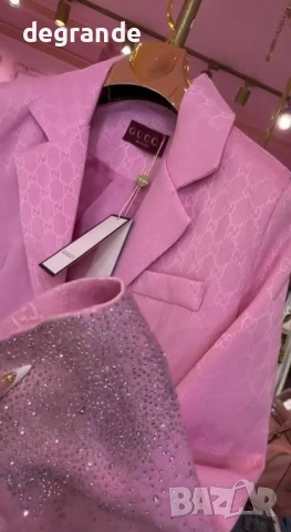  🎀Дамско Сако Gucci с Блестящи Камъчета в Розово, снимка 2 - Сака - 54071560