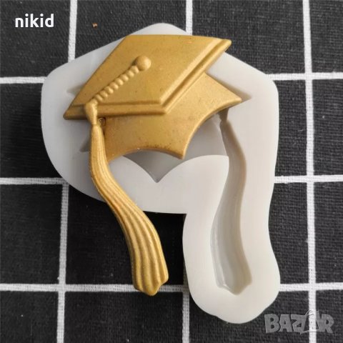 Квадратна голяма тога тога шапка за завършване силиконов молд форма декорация фондан