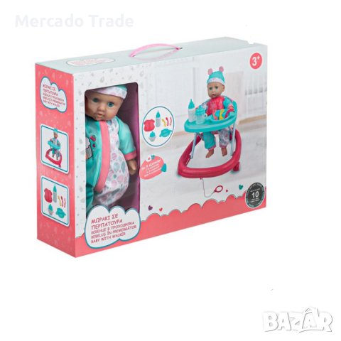 Кукла-бебе Mercado Trade, С проходилка и аксесоари, снимка 4 - Кукли - 42720499