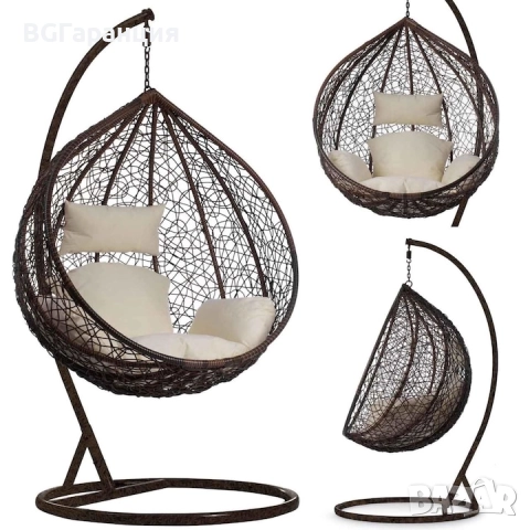 Висящ стол с метална стойка и възглавници, снимка 5 - Други стоки за дома - 52263193