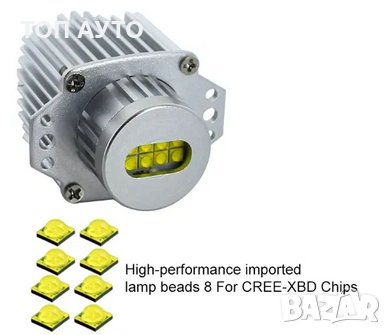 Лед Ангелски Очи БМВ BMW Е90 Е91 Led Angel Eyes Бели Жълти, снимка 6 - Аксесоари и консумативи - 29451326