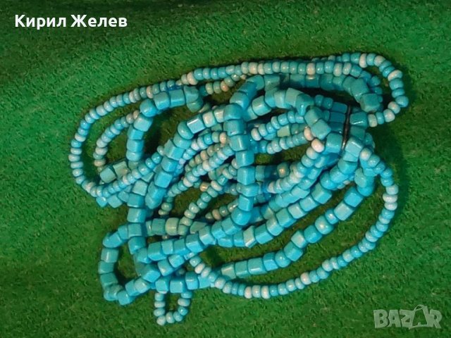 КРАСИВА ЕЛАСТИЧНА ТЮРКОАЗЕНА ХЕНД - МЕЙД ХИПАРСКА АРТ ГРИВНА 34719, снимка 3 - Гривни - 39177484