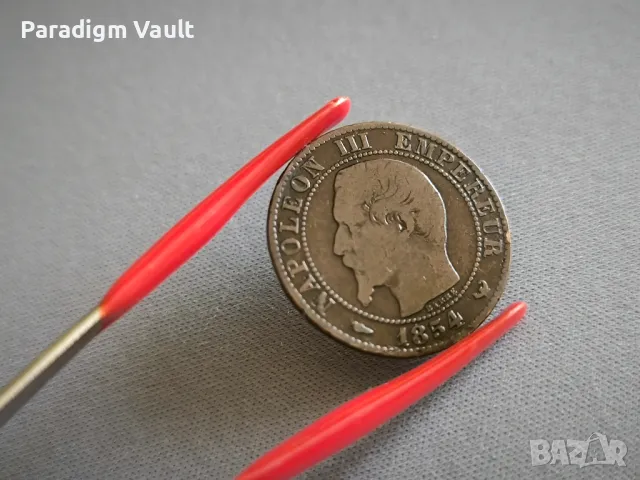 Mонета - Франция - 5 сентима (Наполеон III) | 1854г., снимка 4 - Нумизматика и бонистика - 48919976