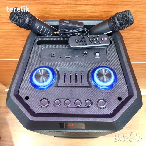 🔊 ABS-12202 – 12”×2 Xbass 200W 6000mah-50лв Професионална караоке тонколона, Bluetooth, 2 микрофонa, снимка 12 - Тонколони - 51831350