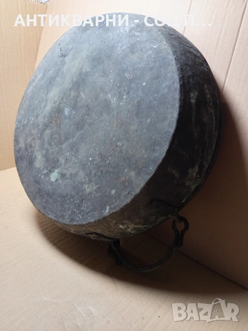 Стара Голяма Ръчно Кована Медна Тава За Лютеница За Курбан 50лт. Номер 204., снимка 11 - Антикварни и старинни предмети - 53036469