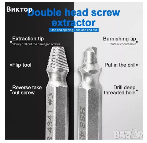 Бургии свредла за премахване на разбити болтове, снимка 3 - Други инструменти - 40024787