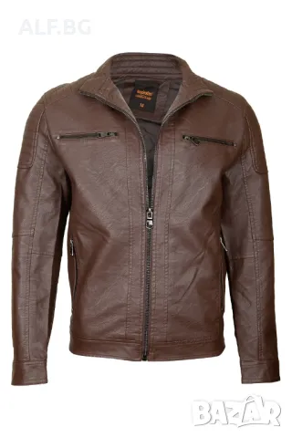 Мъжко кафяво кожено яке – 3481, снимка 4 - Якета - 48972971