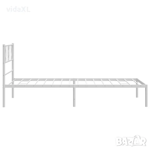 vidaXL Метална рамка за легло с горна табла, бяла, 80x200 см, снимка 6 - Спални и легла - 56147390