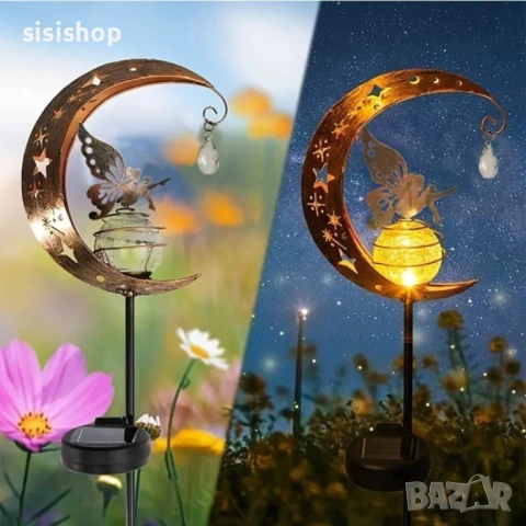 Декоративна градинска лампа „Фея върху Луната“ – Мека светлина за вашия двор 4980, снимка 2 - Декорация за дома - 54070166