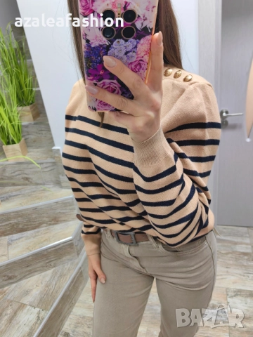 Дамски пуловер райе, снимка 4 - Блузи с дълъг ръкав и пуловери - 52686477