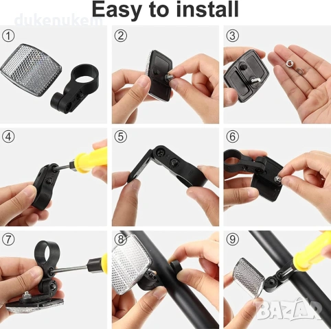 Комплект велосипедни светлоотразители, предни и задни + 8 м лента, снимка 4 - Аксесоари за велосипеди - 53164729