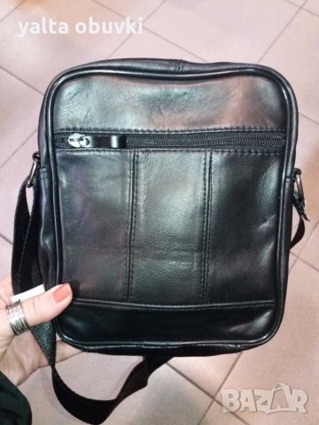 Мъжка чанта от естествена кожа, 17/20 см, снимка 2 - Чанти - 34382080
