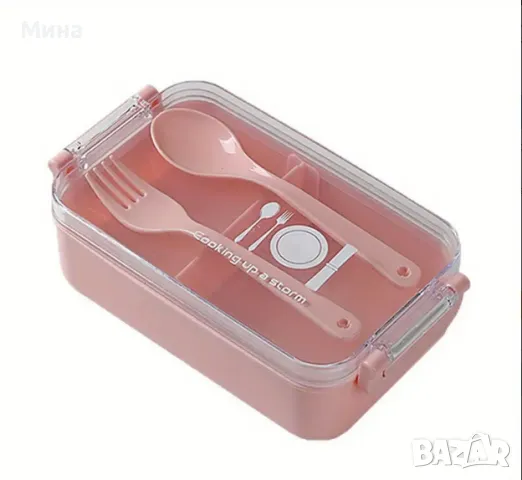 Кутия за обяд с вилица и лъжица, снимка 1