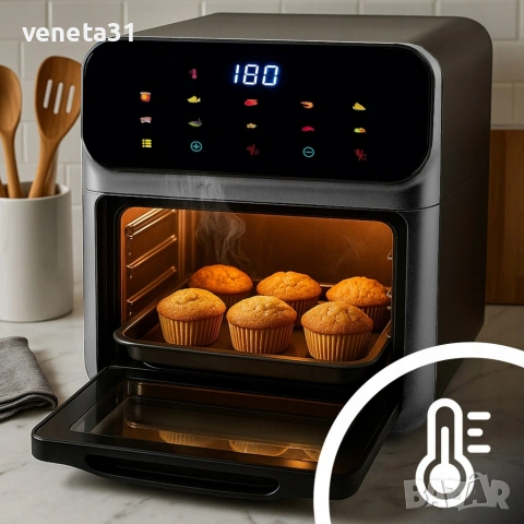 Еър фрайър и фурна 2-в-1 , XXL Капацитет 8.5L, 1350W, 10 Програми, LED Тъч дисплей, снимка 7 - Фритюрници - 54082941