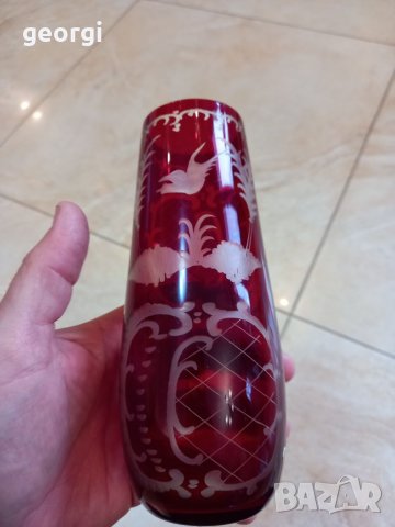 Кристална ваза рубинен кристал , снимка 2 - Вази - 39857984