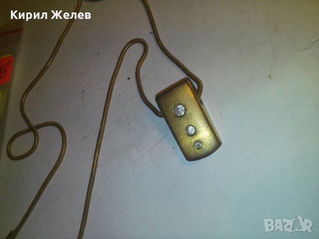СТАРО БРОНЗОВО БИЖУ КОЛИЕ с ФАСЕТИРАНИ ЦИРКОНИ и ПОЗЛАТА 11881, снимка 5 - Колиета, медальони, синджири - 29844065