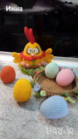 Великденски подаръци. Петел + яйца. Плетена играчка. Ръчно изработени., снимка 6 - Романтични подаръци - 39876036