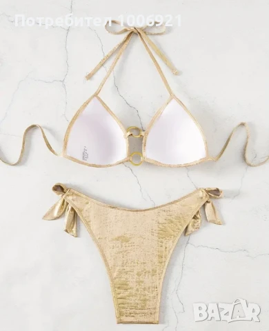 Бански златисто, сребристо, синьо, розово, змийски принтовелъскави материи, снимка 2 - Бански костюми - 51284832