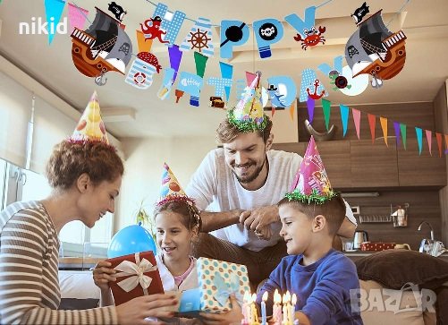 Happy Birthday пират Пирати Пиратско банер рожден ден Парти Гирлянд Банер декор парти, снимка 4 - Други - 33744239