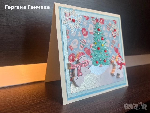 Поздравителна коледна картичка, снимка 2 - Коледни подаръци - 52127566