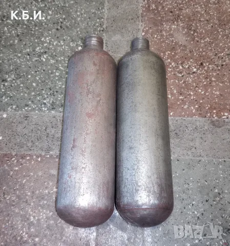 2 бр. малки метални бутилки от СССР - 1,2 L - 1,68 кг tara - 200 BAR - атмосфери работно налягане , снимка 3 - Въздушно оръжие - 55973551
