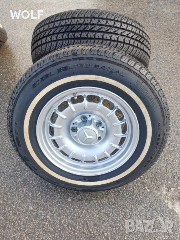 Mercedes W123 original алуминиеви джанти с гуми 205/70 R14 от германия, снимка 3 - Гуми и джанти - 52930536