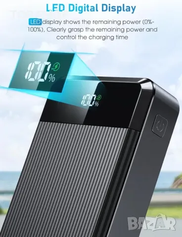 Външна батерия Power bank 40000mAh, PD 22.5W, USB C вход и изход, фенерче, LED дисплей, снимка 6 - Външни батерии - 49937574