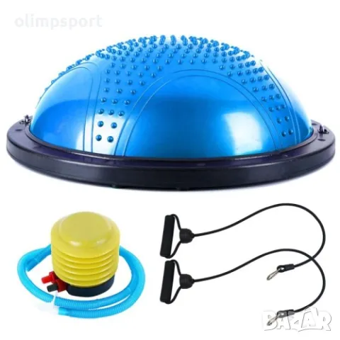 Полутопка за баланс BOSU BALL, 58.5 см, С твърда основа и ластици., снимка 3 - Фитнес уреди - 49043066