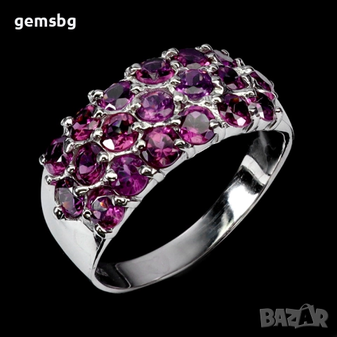 Пръстен с родолит гранат