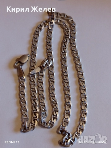 Сребърен ланец плетка тип МАРИНЕР с закопчалка тип Омар майсторска ръчна изработка 36153, снимка 2 - Колиета, медальони, синджири - 52961302