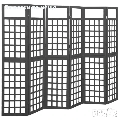 Параван за стая, 6 панела, масивна ела, черен, 242,5x180 см Код P728, снимка 6 - Паравани - 50621902