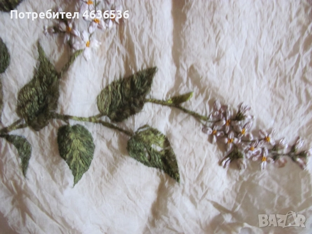 19в. Калъфка за възглавница , ръчна бродерия , 45х30см., снимка 4 - Антикварни и старинни предмети - 52440148