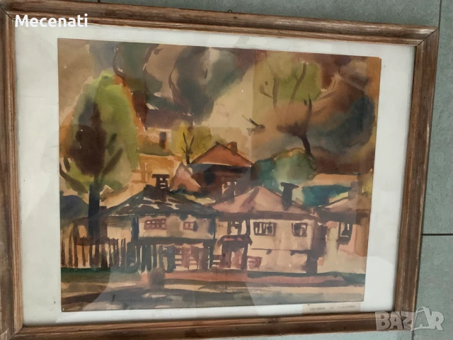 ХРИСТО КАБАКЧИЕВ акварел пейзаж, снимка 5 - Картини - 53112996