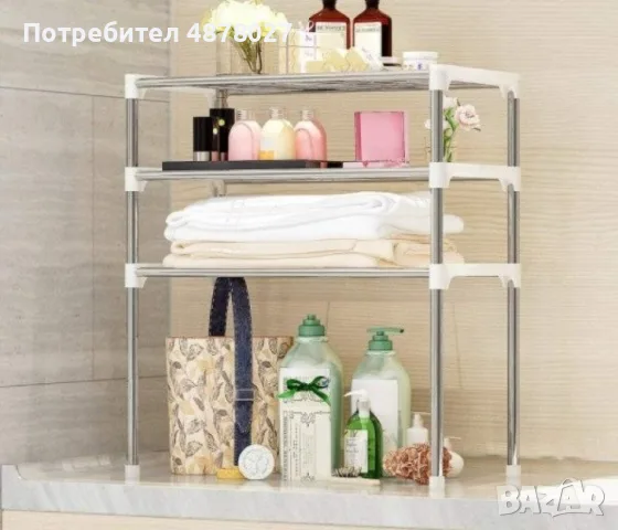 Етажерка за кухня с три рафта "Материал: Супер здрав ABS и неръждаема стомана  Размери: Ш 50-90 х Д , снимка 7 - Етажерки - 55749590